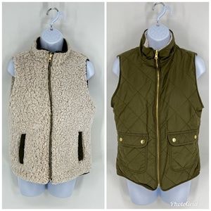 Olive Green Sherpa Reversible Vest